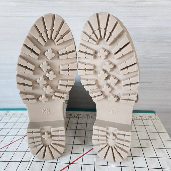 Women's Parker Lace-up Combat Boots Side Zip Universal Thread Tan Bootie - Picture 6 of 13